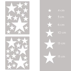 PREMYO Set of 32 Star Wall Stickers Kids - Nursery Decor Easy to Apply - Decals for Bedrooms for Girls Boys White