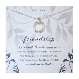 EFYTAL Friendship Necklace, 925 Sterling Silver Interlocking Circles Necklace, Friend Gifts for Women, Best Friend Birthday Gifts