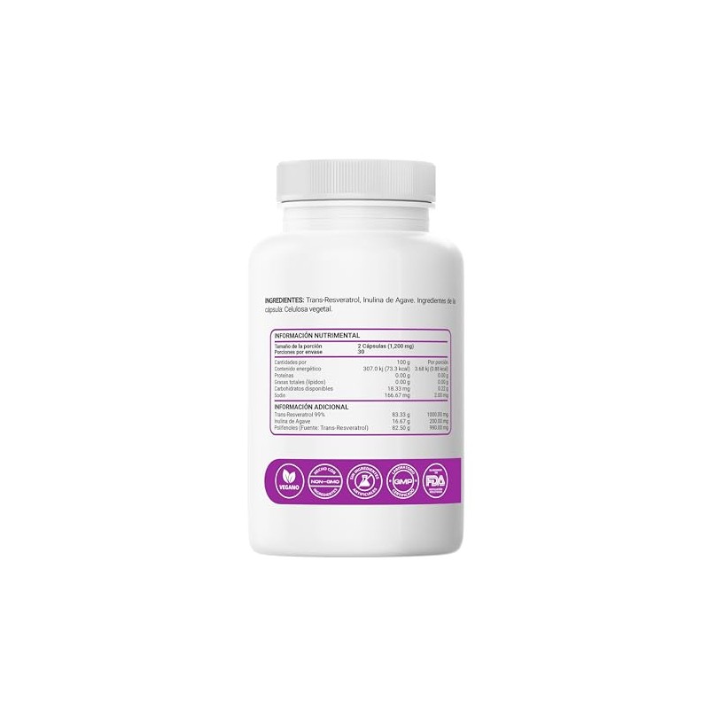 Restart Trans Resveratrol 1000mg Polifenoles Puro Inulina Veces Más Potente