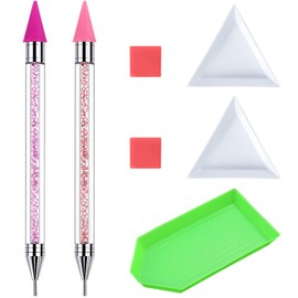 SPOKKI 2 PCS Diamond Painting Pens, Diamond Art Pens No Wax Needed Self-Stick Drill Pens, Diamond Painting Accessories for DIY Crafts Painting Cross-Stitch Nail Art (Pink+purple)