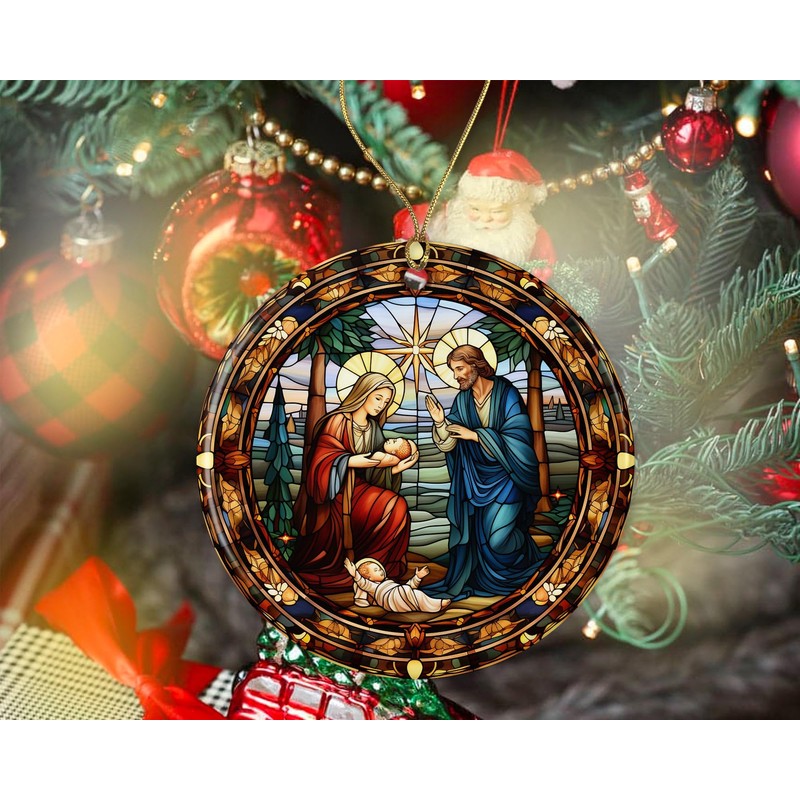 Stained Glass Christmas God Ornament Ceramic, Ornament Ceramic, Stained Glass