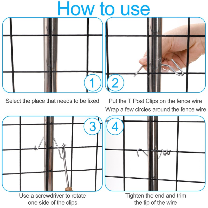 ZENFUN 250 Pcs T-Post Wire Clip Galvanized Steel Fence Clips,