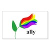 CafePress Ally Flower On Clear with Black Text Sticker Rectangle