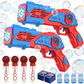 2PCS Bubble Gun for Kids, Spider Bubble Machine Gun with 4 Bubble Solution, Outdoors Toy, Easter, Halloween, Christmas, Party Favors, Birthday Gifts for Boys & Girls Ages 3 4 5 6 7 8
