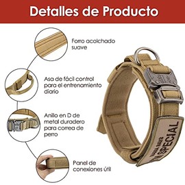 SlowTon Collar Militar Táctico para Perros Grandes Medianos con Mango de Control, Ajustable Anti-Desgaste Collar Nailon con Hebilla de Metal y Grueso con Asa, para Perro al Aire Libre Entrenamiento