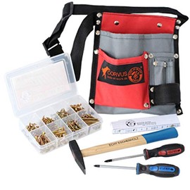 CORVUS Tool Belt Textile Contains: 2 Screwdrivers Cross PH1/PH2, Box Wood Screws, Meter Rod