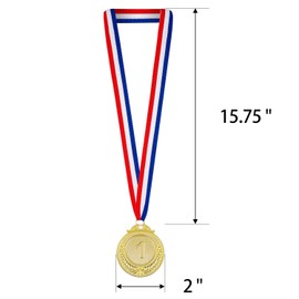 12 Pieces Award Medals 1st 2nd 3rd (Gold, Silver, Bronze) Metal Olympic Style Winner with Neck Ribbon, 2 Inches