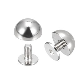 sourcing map 20 Sets 10 x 6 mm Round Rivets Pocket Feet Mushroom Rivets Metal Rivets Rivets with Screw Cap Solid Round Head Leather Rivets Screw Rivets Hollow Round Head Leather Rivets Silver