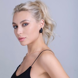 Winssigma Chunky Acrylic Hoop Earrings, Lightweight Waterdrop Hoops Earrings, Hypoallergenic Trendy Jewelry for Women(Black)