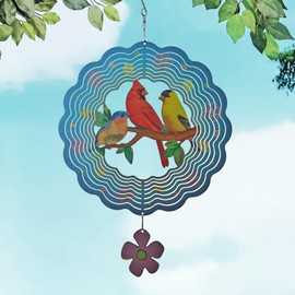 VividLadybug Birds Wind Spinner,Metal Wind Spinners for Outdoor,3D Double Sided Hanging Decor for Indoor,Outdoor,Unique Gifts for Women