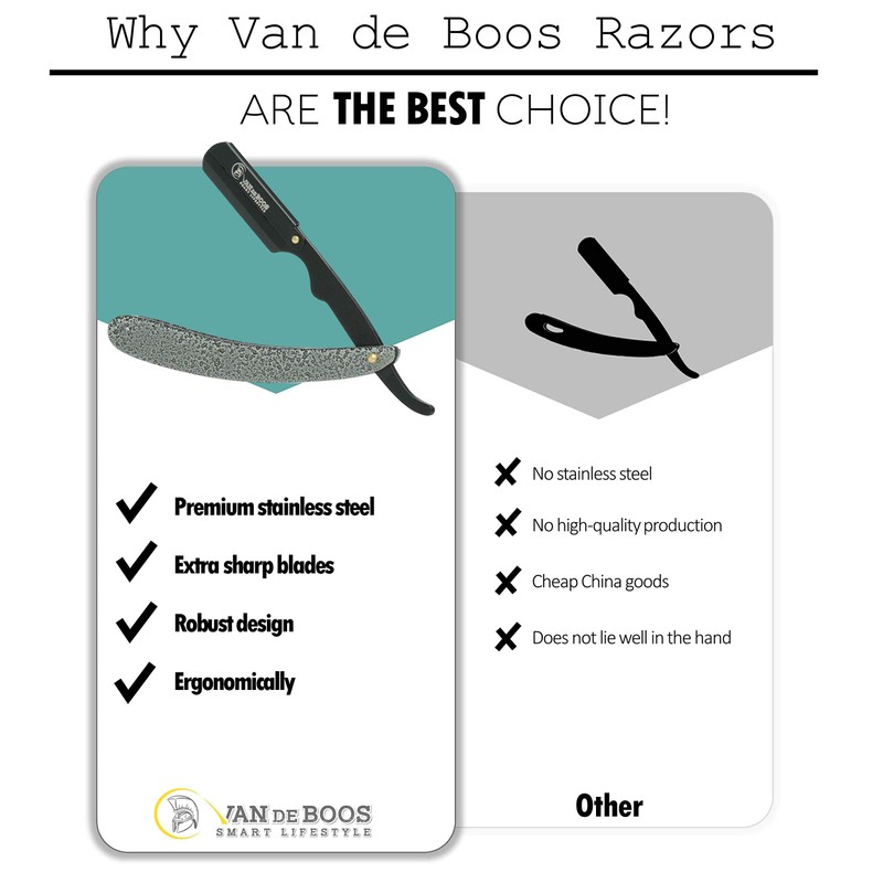 Van De Boos Premium Shavette Razor with 100 Razor Blades