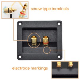 Kalevel 2pcs 2 Way Speaker Box Terminal with 2 Pairs Banana Plugs Square Binding Post Terminal Screw Cup Connection Subwoofer Banana Plugs Open Screw Type with Screws for DIY Home Car Stereo