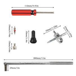 FOCCTS 17PCS Tire Valve Stem Tool Puller and Installer Kit, 6 Pcs TR412 Tubeless Tire Valve Stems with Valve Stem Cores, Single Head Tire Valve Core Remover Tire Repair Install Tool
