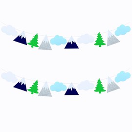 FAZHBARY 2 Pack Felt Woodland Garland Mountain Banner Mountain Nursery Decor Woodland Theme Baby Shower Decorations