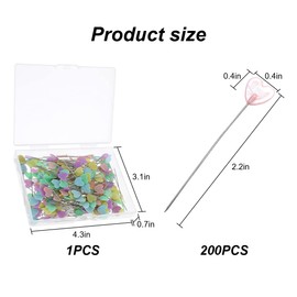 VIVIIHOO Sewing Pins - 200 Pieces Heart-Shaped Head Pins in Multicoloured for Quilting, Patchwork, DIY Sewing Crafts with Storage Box