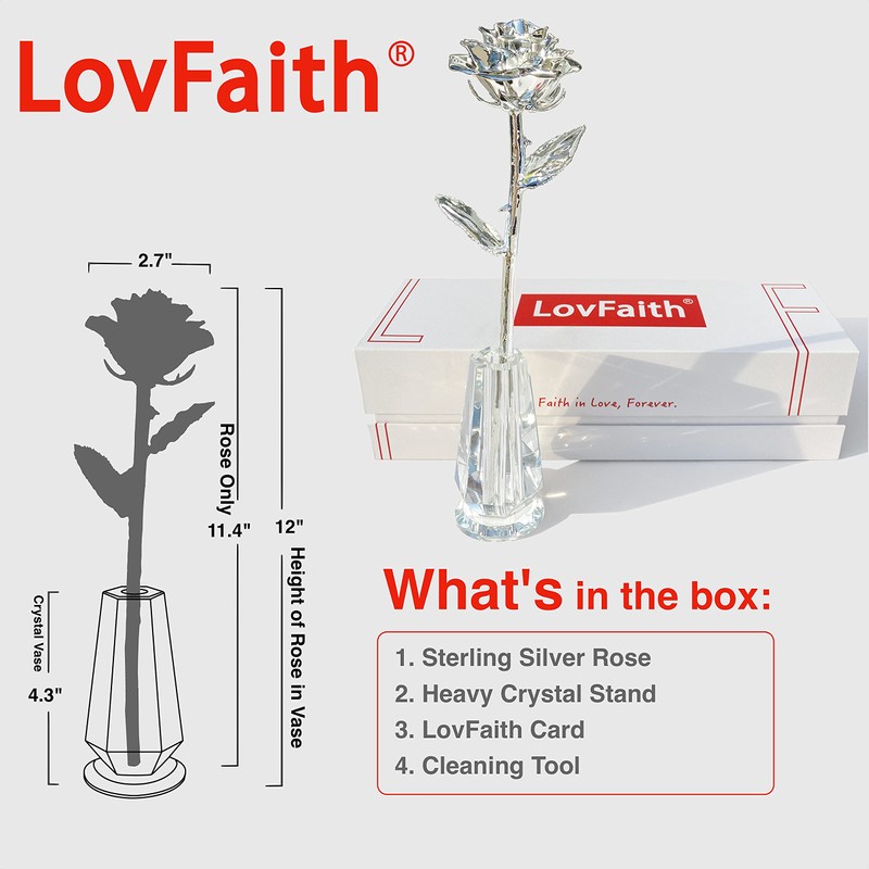 LovFaith Valentine Gift Real Rose Dipped 24K Gold with Crystal