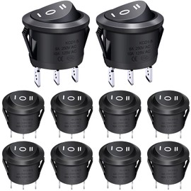 Taiss KCD1-5-103-BK Toggle Switch Black AC 250 V / 6 A, 125 V / 10 A On/Off/On SPDT, 3 Position Mini Rocker Switch for Cars and Boats Pack of 10