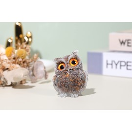 Jovivi 2.5" Tiger Eye Crystal Owl Statue Hand Carved Resin Reiki Healing Crystal Pocket Stone Gemstone Animal Owl Figurines Sculpture Ornament Cute Room Office Decor