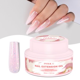 NXJ INFILILA Poly Nail Gel Builder Gel for Nails, 50ml Baby Pink Poly Nail Gel, Glitter Poly Nail Gel Colors, Nail Extension Gel for Nails Art Design Professional Salon UV/LED Nail Lamp Required