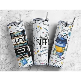 Blue Nurse Practitioner Occupation 20 Oz Skinny Metal Tumbler w/Lid and Straw