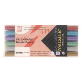 Kuretake KUMS-8400-6V Zig Calligraphy Metallic 2MM/3.5MM 6 Colour Set Marker