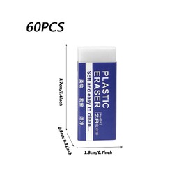60 Pack Eraser Pencil Eraser for Kids Efface Pencil White Eraser 2B Soft Rubbers Erasers for School Office Supply Stationery Artists Teachers Drawing (60)