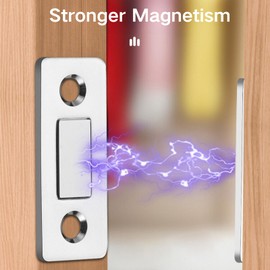 8 Pack Ultra Slim Magnetic Door Locks, Stainless Steel Adhesive Cabinet Door Magnets, Drawer Catch for Secure Closure of Kitchen Cupboard, Closet and Sliding Door, Cabinet Hardware Magnetic Catches