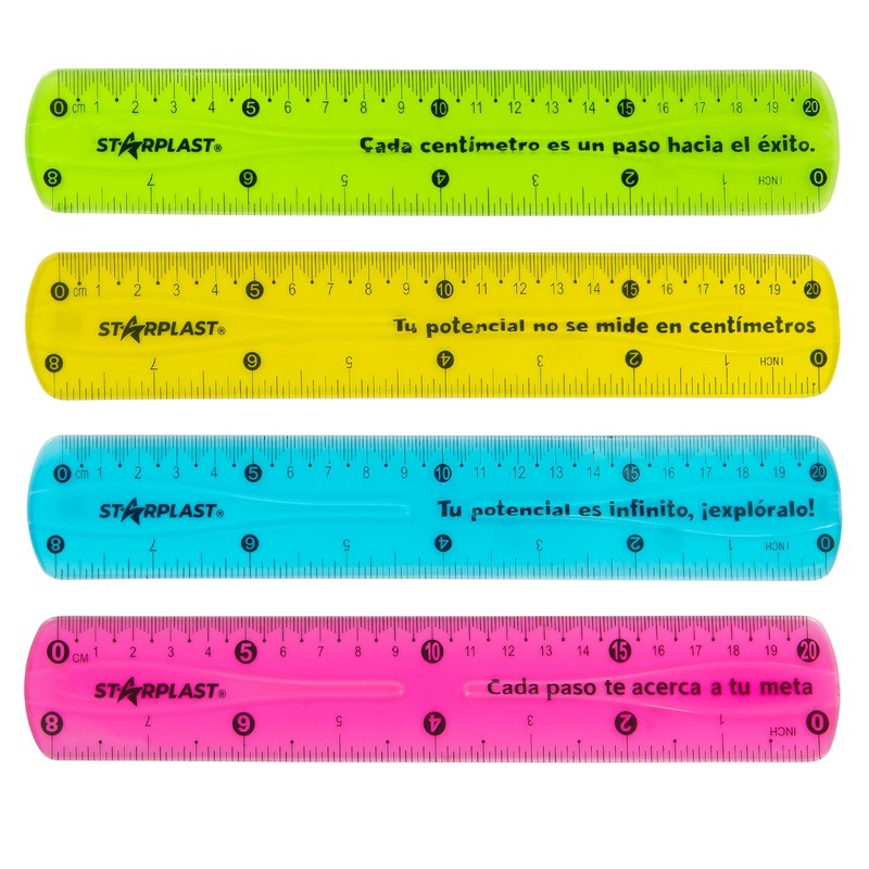 Flexible Ruler 20cm Starplast 4 Colours Heavy Duty Numbering -