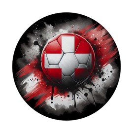 Football Switzerland Flag Magnet Round 2024 Fan Item Sporty Ball Magnet Red/White Ideal for Football Enthusiasts and Collectors