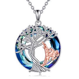 YFN Karate Necklace Sterling Silver Taekwondo Jiu Jitsu Pendant Tree of Life Jewelry Birthday Graduation Gifts for Women