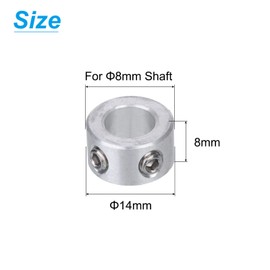 sourcing map 10pcs Set Screw Collars 8mm Bore, Aluminum Shaft Collars, 14mm OD, 8mm Thickness, Set Screw Clamp Collar Axle Collar for Linear Rod Shaft Guide