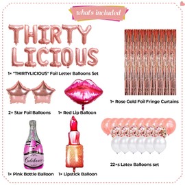 Thirtylicious Birthday Decorations 30th Birthday Decorations for Her Party Supplies 30 Decorations Birthday For Women 30th Birthday Balloons For Woman Thirty 30 Years Old Birthday Decorations