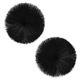 Expo International Desmond 2" Flat Bottom Fiber Poms Pair Applique, Black