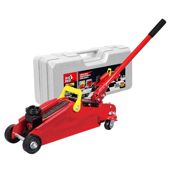 BIG RED T82012 Torin Hydraulic Trolley Service/Floor Jack with Blow Mold Carrying Storage Case, 2 Ton (4,000 lb) Capacity, Red