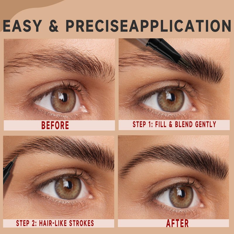 Eyebrow Pen for Women - Dual-Ended Microblading Pen with Multi-Prong