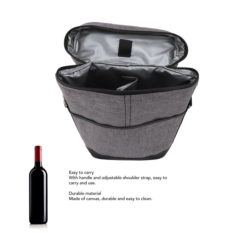 2 Bottle Wine Cooler Bag Leakproof Insulated Padded Wine Carrier