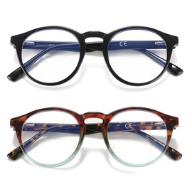 Kafirlo Bifocal Reading Glasses Women No Line Blue Blocker Progressive Transition Clear Top Readers Bottom Round Readers Unbreakable Designer Small Face Bluelight Cute Magnifying Funky Eyewear +1.25