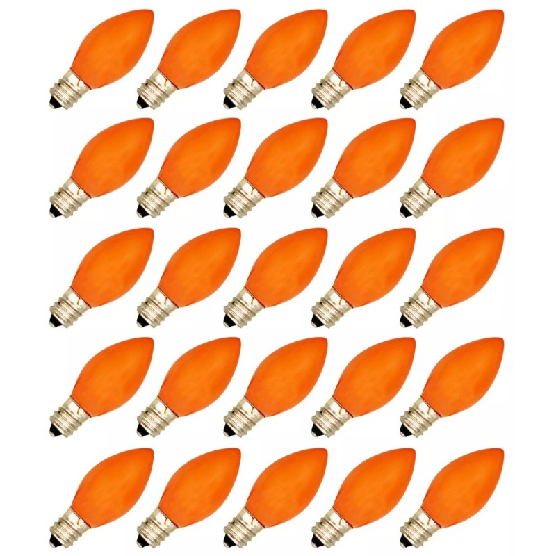 Creative Hobbies 25 Pack C7 LED Orange Replacement Light Bulbs