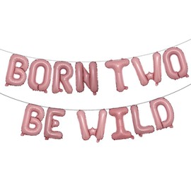 Born Two Be Wild Balloons Born Two Be Wild Birthday Party Decoration Jungle Animals 2nd Birthday Decoration Born to be Wild Banner for Safari Born Two be Wild birthday (BORN TWO BE WILD Pink)