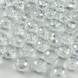 YHYPOCI 500pcs 3mm Crystal Glass Beads for Crafts Faceted Rondelle Glass Beads for Jewelry Making Crystal Spacer Beads for Necklaces Bracelets Earrings DIY Craft(Transparent AB)