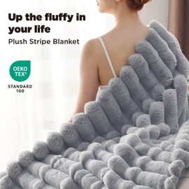 Bedsure Faux Fur Blanket - Soft & Fluffy, Fuzzy, Cozy, Plush Throw Blanket for Couch, Sofa and Bed, Thick and Warm, Christmas Decor Gifts for Women, Grey, 60x80 inches