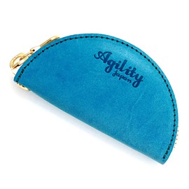 AGILITY/Demi Coin Purse Key Case, Leather, Genuine Leather, Half Moon Shape, Cute, Stylish, Men's, Women's, Made in Japan, Turquoise