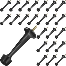 24 Pack Door Stop Heavy Duty Solid Rigid Door Stoppers with Soft Rubber Tip Wall Mount Door Stoppers for Bottom of Door (Black)