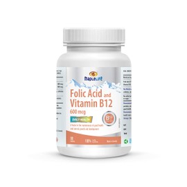 MapleLife Nutrition - Folic Acid and Vitamin B12 – Energy Boost – Daily Health - Red Blood Cell Production – Improve Brain Function – Maintain Heart Health – Prevent Birth Defects - 600 mcg 90 Tablets Servings – 100% Quality Ingredients – No Added Preser