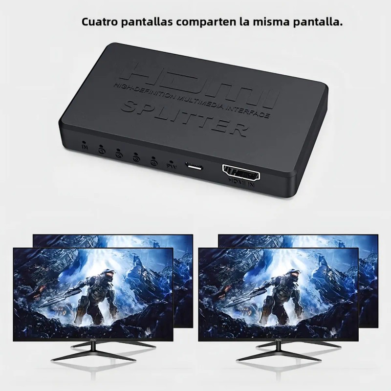 Splitter HDMI Qzgyoool 4K 1x4 Salidas Plug and Play Compatible