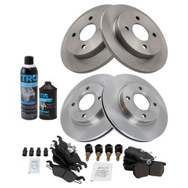 TRQ Front and Rear Brake Pad & Rotor Kit Brake Chemical Kit Brake Pads Brake Rotor Ceramic Compatible with 2001-2004 Ford Focus