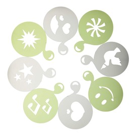 KitchenCraft Le’Xpress Kaffeeschablone für Latte Art, Kunststoff, Weiß, 8er-Set