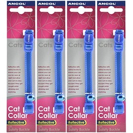 4 Units Saver Pack - Ancol - Gloss Reflective Cat Collar Blue