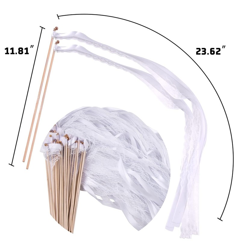 Wedding Wands Ribbons,30 Pieces Ribbon Magic Wands Wedding Streamers with
