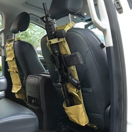 DEYACE 2PCS Automotive Gun Racks,Truck Gun Rack for Hunting Accessories, Gun Holder for Truck with Storage Pockets Tan